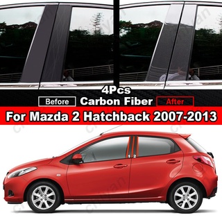 สติกเกอร์คาร์บอนไฟเบอร์ สีดําวาว สําหรับ Mazda 2 5 Door Hatchback Sedan 2007-2013 4 6 ชิ้น