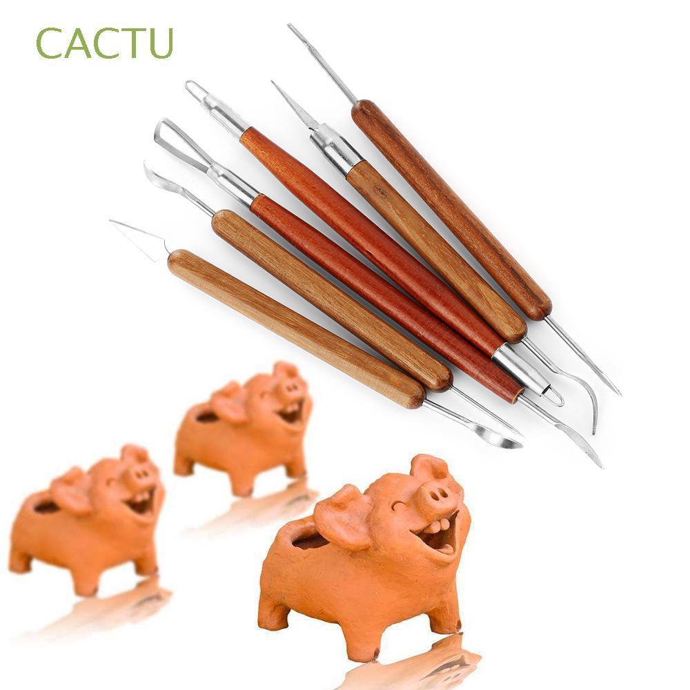 6pcs/set Craft DIY Painting Ceramic Straightening Tools Wood Handle Mud Scraper Clay Sculpting