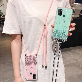 เคสโทรศัพท์ Realme C17 / Realme 7i Casing with Shoulder Strap New Style Lanyard Bling Glitter Sequins Phone Case Soft Transparent Cover เคส