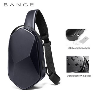 BANGE BG7213 : Slim and Hard EVA cover sling bag with external USB-A/Micro USB charging port