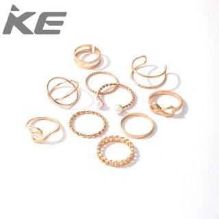 Ring Set Pearl 8-character Simple Wave Cross 10-Piece Set of Womens Rings for girls for women