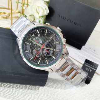 (ผ่อน0%) นาฬิกาชาย Armani Exchange AX2163 Chronograph Stainless Steel Watch ✔️ขนาด 46 mm. สแตนเลส สีเงิน