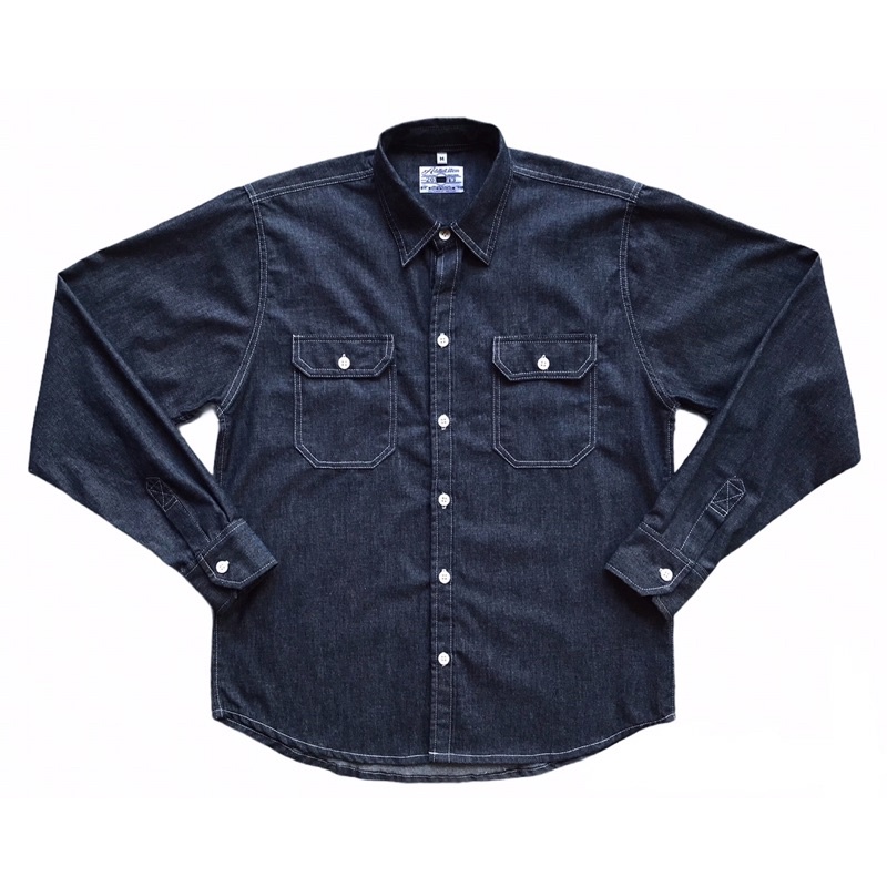 denim-long-sleeve-shirt-with-double-pockets-เสื้อเชิ้ตยีนส์แขนยาว