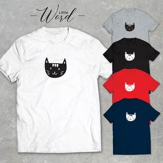 Little Word เสื้อยืดสกรีนลาย "Cat" สไตล์มินิมอล ทรงUnisex