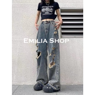 EMILIA SHOP กางเกงขายาว กางเกงเอวสูง สไตล์เกาหลี 2023 ใหม่ ES220134