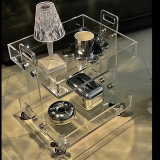 Acrylic Trolley ชั้นวางของอะคลีลิค  รถเข็นอะคลีลิค โต๊ะกลาง โต๊ะข้าง *รอ 20 วัน*