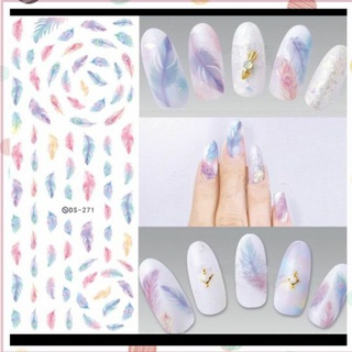 สติ๊กเกอร์เล็บแบบใช้น้ำ nail sticker ขนนก