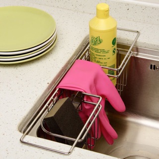 ☘️ตะแกรงใส่ฟองน้ำ ตะแกรงสแตนเลส แท่นวางฟองน้ำ ☘️ชั้นวางของสแตนเลสในครัว ซิงค์ล้างจาน Stainless sink organizer sponge