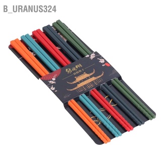 B_uranus324 24cm 5 Color Chopsticks Set Silicone Stainless Steel Reusable Anti Slip Kitchen Tableware