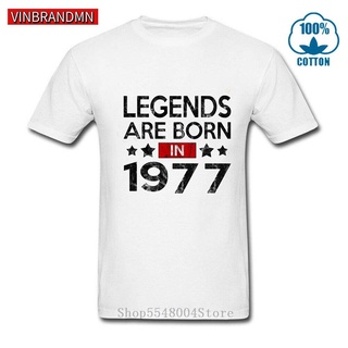 เสื้อยืดผ้าฝ้ายพิมพ์ลายขายดี สตรีทแฟชั่น Stylish Distressed Vintage Legends are born in 1977 T shirts fathers day best