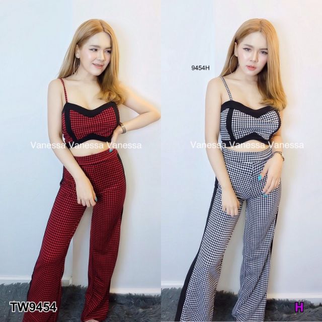 lt-tw9454-gt-set2ชิ้น-เสื้อสายเดี่ยว-เสริมฟองน้ำ-ผ้าวูลเวฟลายชิโนริ-งานสวยมากคะ-มาพร้อมกับกางเกงขายาวแต่งแถบดำ