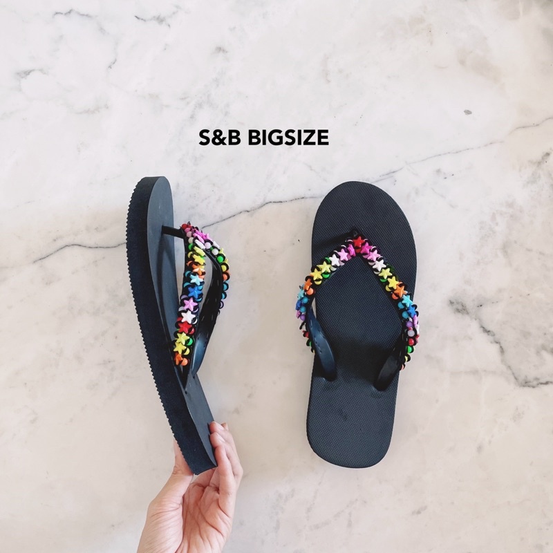 ภาพสินค้า️ 𝗝𝗼𝘆 ️ รองเท้าไซส์ใหญ่ 36 - 45 ️ รองเท้าแตะหนีบ ลูกปัด รองเท้าไปทะเล ️ แฮนเมด Bigsize จ่ายปลายทาง plussize beads จากร้าน sabybata บน Shopee ภาพที่ 6