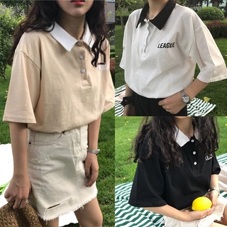 เสื้อโปโล สีขาว Mini Collection มี XXL Korean Polo Shirt เสื้อยืดคอบัวสไตล์เกาหลี เสื้อแขนสั้น