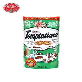 สินค้า [MANOON] Whiskas Temptations Seafood Medley Flavour วิสกัส เทมเทชันส์ ขนมแมว รสซีฟู้ดเมดเล่ย์ 75 กรัม
