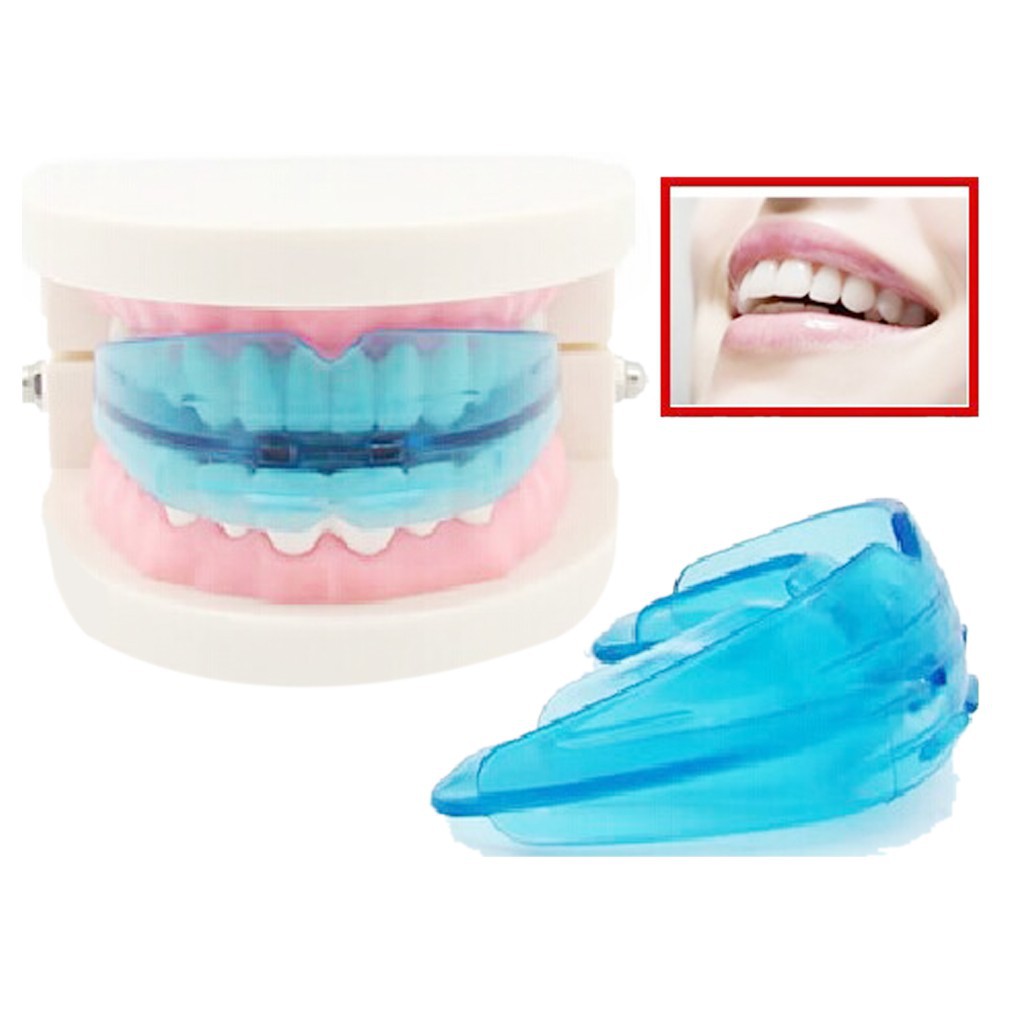 กล่องใส่ฟันปลอมสีฟ้า