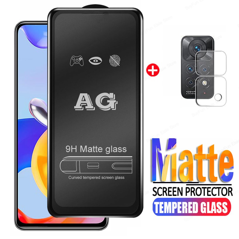 2 in 1 For Xiaomi Redmi Note 11 Pro Plus 5G Matte Tempered Glass Screen