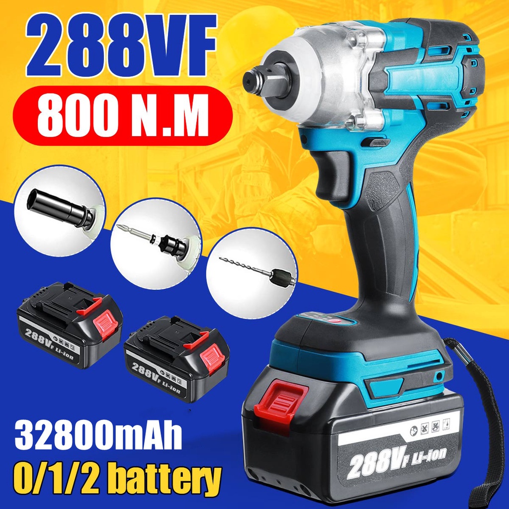 ประแจกระแทกไฟฟ้าไร้สาย-21v-288vf-350n-m-แบบพกพา-พร้อมแบตเตอรี่-2-ก้อน