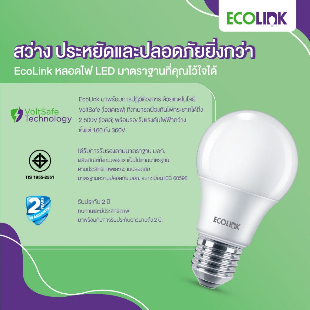 ecolink-หลอดไฟ-led-bulb-3w-5w-7w-9w-13w-14-5w-19w-3000k-6500k-ขั้วe27-หลอดประหยัดไฟ-ประกัน-2-ปี