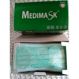 Medimask​ หน้ากากอนามัยเกรดทาง​การแพทย์ ยี่ห้อเมดิมาร์ค​ บรรจุ 50 ชิ้น 1 กล่อง