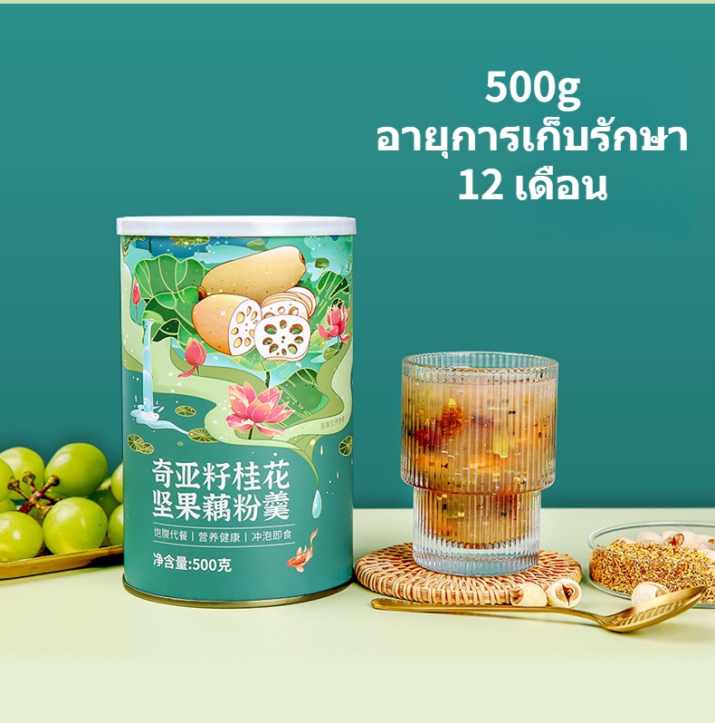 เกี่ยวกับสินค้า จัดส่งจากประเทศไทย แป้งรากบัว 500g อาหารเช้ามีคุณค่าทางโภชนาการทดแทน ผงรากบัวZAD191