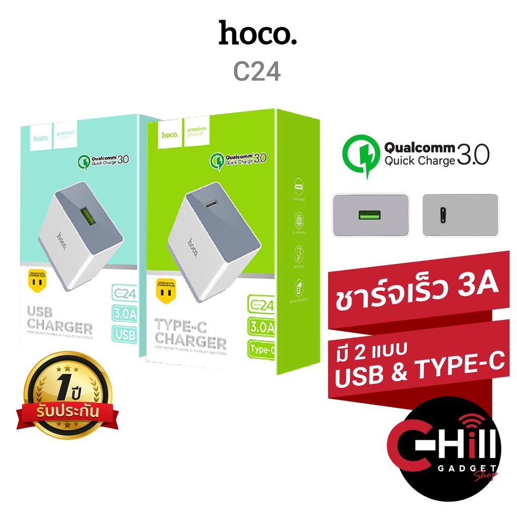 hoco-หัวชาร์จ-รุ่น-c24-ชาร์จเร็ว-ราคาถูก-พร้อมประกัน-1-ปี