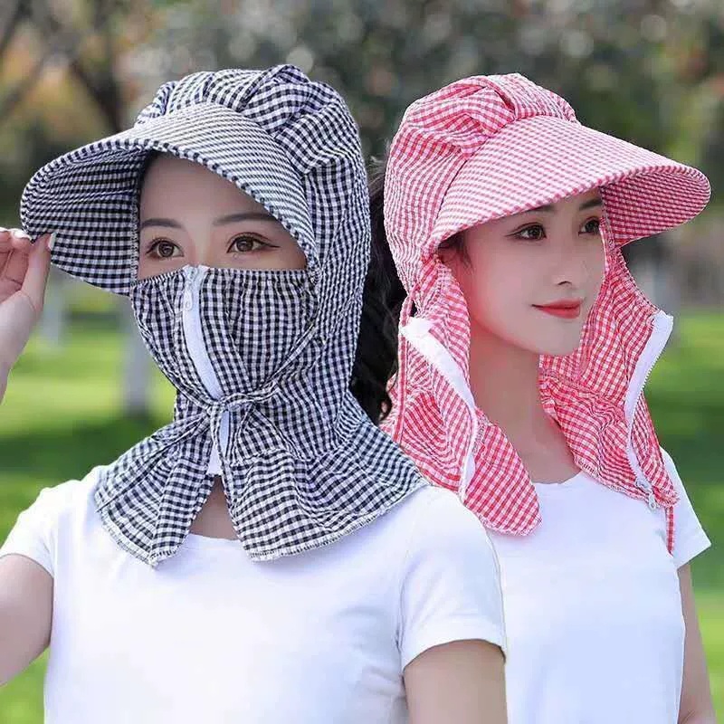 ราคาและรีวิวหมวกกันแดด ป้องกันรังสียูวี สําหรับผู้หญิงHat Female Sun Protection Sun Hat Female Summer UV Protection New Stall Korean Style Cover Face round Face Cycling Sun Hat