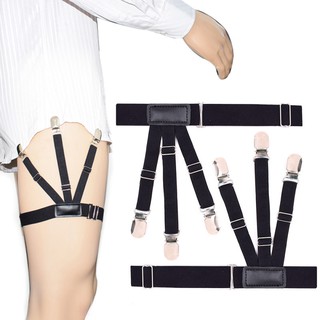 BST✿2Pcs/Set Elastic Suspenders Shirt Stays Holder Straps Metal Locking Clamps