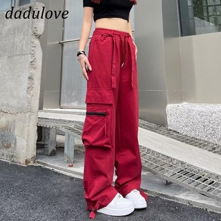 DaDulove💕 New Korean Version Trend Ins Overalls High Waist Loose Wide Leg Casual Pants Large Size Womens Clothing