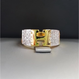 ภาพขนาดย่อของสินค้าแหวน H สไตล์ Hermes เพชรแท้ๆ ทองคำแท้ 9k (37.5%)
