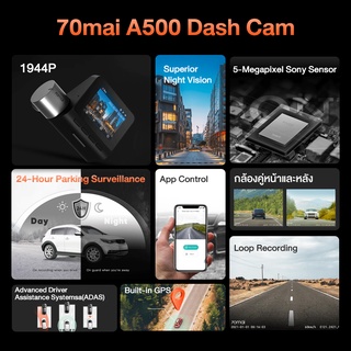 ภาพขนาดย่อของภาพหน้าปกสินค้า70mai Pro Plus A500s Dash Cam 70 mai A500 S กล้องติดรถยนต์อัฉริยะ มี GPS ในตัว จากร้าน thaimall บน Shopee
