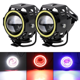 LED Motorcycle Angel Eyes Motorbike LED Auxiliary Lamp U7 Headlamp Spotlights Motorcycle Headlights Super Bright 125W 2P