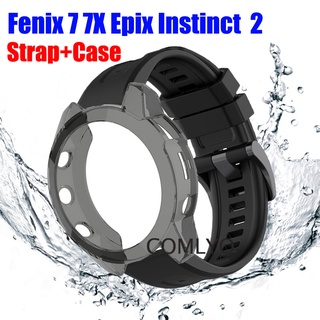 Garmin Fenix 7X 7 Epix Gen 2 Instinct 2 สายซิลิโคน พอดี เร็ว สร้อยข้อมือสมาร์ทวอทช์ TPU นิ่ม เคสป้องกัน กันชน