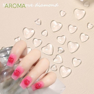 Aroma อุปกรณ์ตกแต่งเล็บ จี้คริสตัลใส รูปหัวใจ พีช พลอยเทียม สําหรับตกแต่งเล็บ 50 ชิ้น