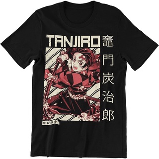 เสื้อยืด พิมพ์ลายโปสเตอร์ Demon Slayer Kamado Tanjiro ลายทาง