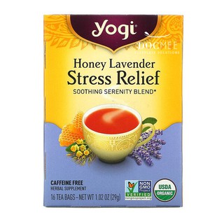 (พร้อมส่ง+ส่งเร็ว) Yogi Tea, Stress Relief, Honey Lavender, Caffeine Free ชาโยคี ผ่อนคลายความเครียด ปราศจากคาเฟอีน