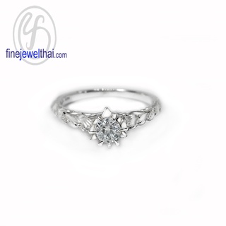 Finejewelthai-แหวนวินเทจ-แหวนเพชร-เพชรสังเคราะห์-แหวนเงินแท้-Vintage-Diamond-CZ-Silver-Ring-R1436cz
