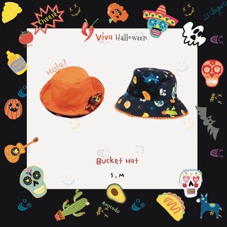 21August.Baby Viva Halloween Bucket Hat หมวกเด็ก ลายฮาโลวีน ผ้าเปลือกไม้ธรรมชาติ