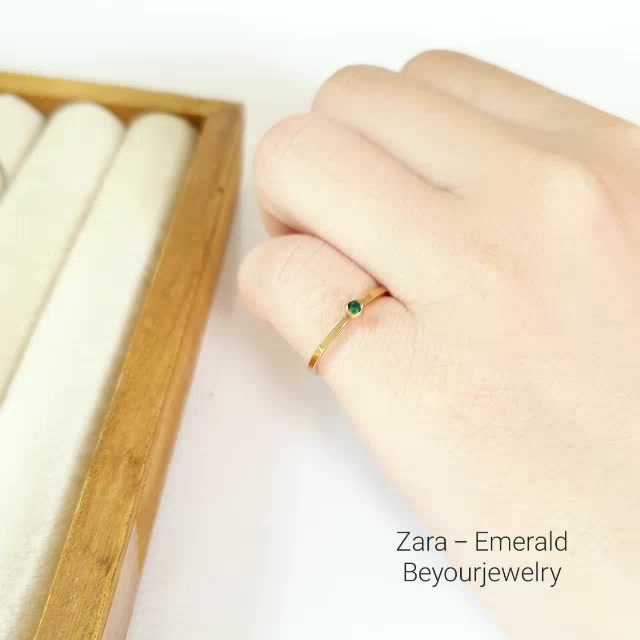 สวยจึ้ง-ขายดี-zara-ring-yellow-gold-แหวนพลอยเสริมดวง-สไตล์-bezel-มีขอบ-ไม่ลอก-ไม่ดำ