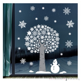 วอลล์สติ๊กเกอร์ FDX-2105 สติกเกอร์คริสต์มาส Snow Flake Tree