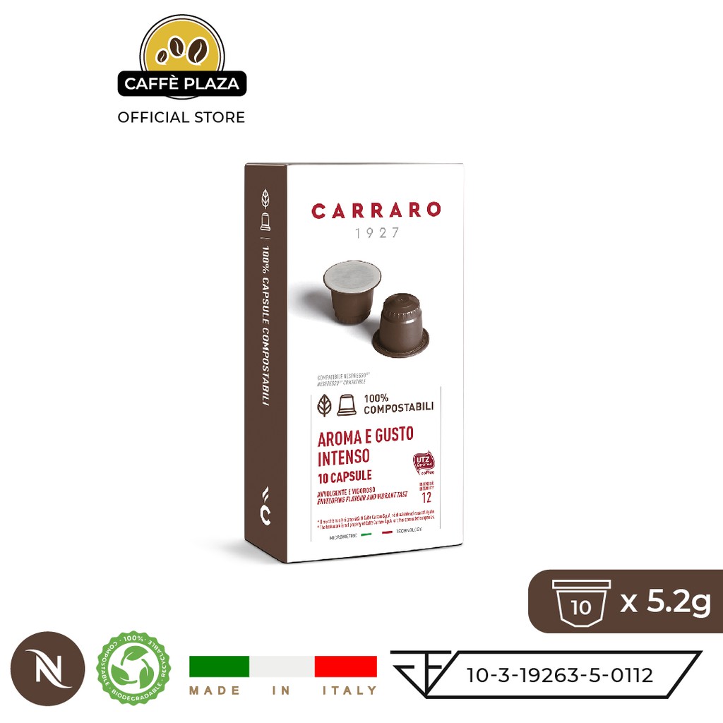10x-carraro-aroma-e-gusto-กาแฟเอสเปรสโซพรีเมียมอิตาลี-nespresso-compostable-capsule-แคปซูลเนสเปรสโซย่อยสลาย
