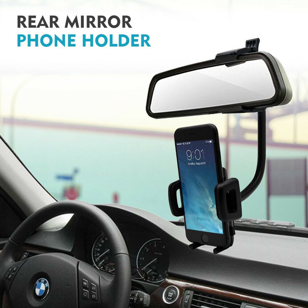 ภาพหน้าปกสินค้าที่จับมือถือในรถ แบบยึดกระจกมองหลัง Car Holder Rearview Mirror Mount จากร้าน s.tech บน Shopee