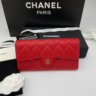 Chanel wallet ใบยาว หน้าคลาสสิค สีเขียว Grade vip Size 19 cm อปก. fullboxset