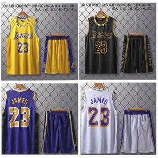 ชุดบาสผู้ใหญ่ NBA Los Angeles Lakers เสื้อ แอลเอเลเกอร์  23 James Basketball Jersey Set Uniform