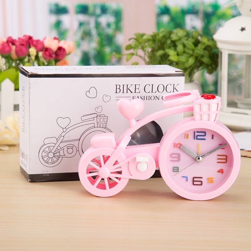 พร้อมส่งจากไทย-นาฬิกา-นาฬิกาปลุก-นาฬิกาตั้งโต๊ะ-รูปทรงจักรยาน-ขนาดพกพา-นาฬิกาปลุกน่ารักๆ-นาฬิกาน่ารัก