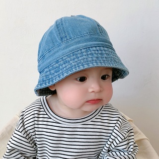 หมวกผ้ายีน สีฟ้า สําหรับเด็กทารกอายุ 0-3 ปี