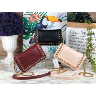 กระเป๋าสะพาย CHARLES &amp; KEITH CHAIN RIMMED CLUTCH กระเป๋าสะพายคอลเลคชั่นใหม่  แท้100% สินค้า Premium-Out-let