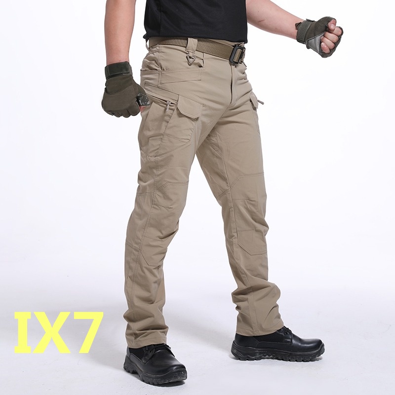 ix7-กางเกงยุทธวิธีผู้ชาย-งกองทหาร-ผ้าริปสตอปกันน้ำ-มีช่องกระเป๋าหลายช่อง-พลัสไซส์กางเกงขายาว