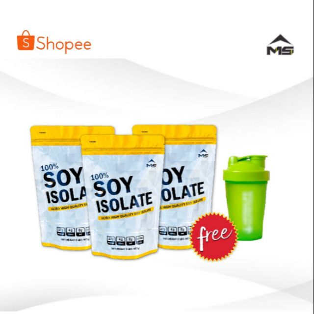 ราคาและรีวิวเวย์ ซอยโปรตีน MS SOY ISOLATE แพ็ก3 (6LBS) ฟรีแก้วเชก(คละสี) โปรตีนถั่วเหลือง แพ้WHEYนมวัวทานได้ คุมหิว