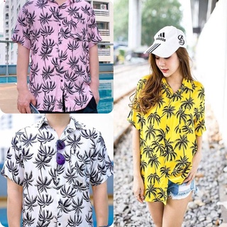 #พร้อมส่ง# เสื้อเชิ้ต เสื้อเชื้อใบไม้ เสื้อเชิ้ตสงกรานต์ เสื้อเชิ้ตฮาวายชาย&amp;หญิง ผ้าบางใส่สบาย พร้อมส่ง