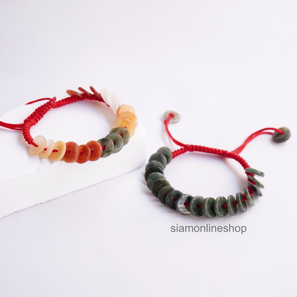 ราคาและรีวิวสร้อยข้อมือถักงาน Handmade หยกพม่าแท้ (เลือกสีได้) ขนาดฟรีไซส์ by siamonlineshop